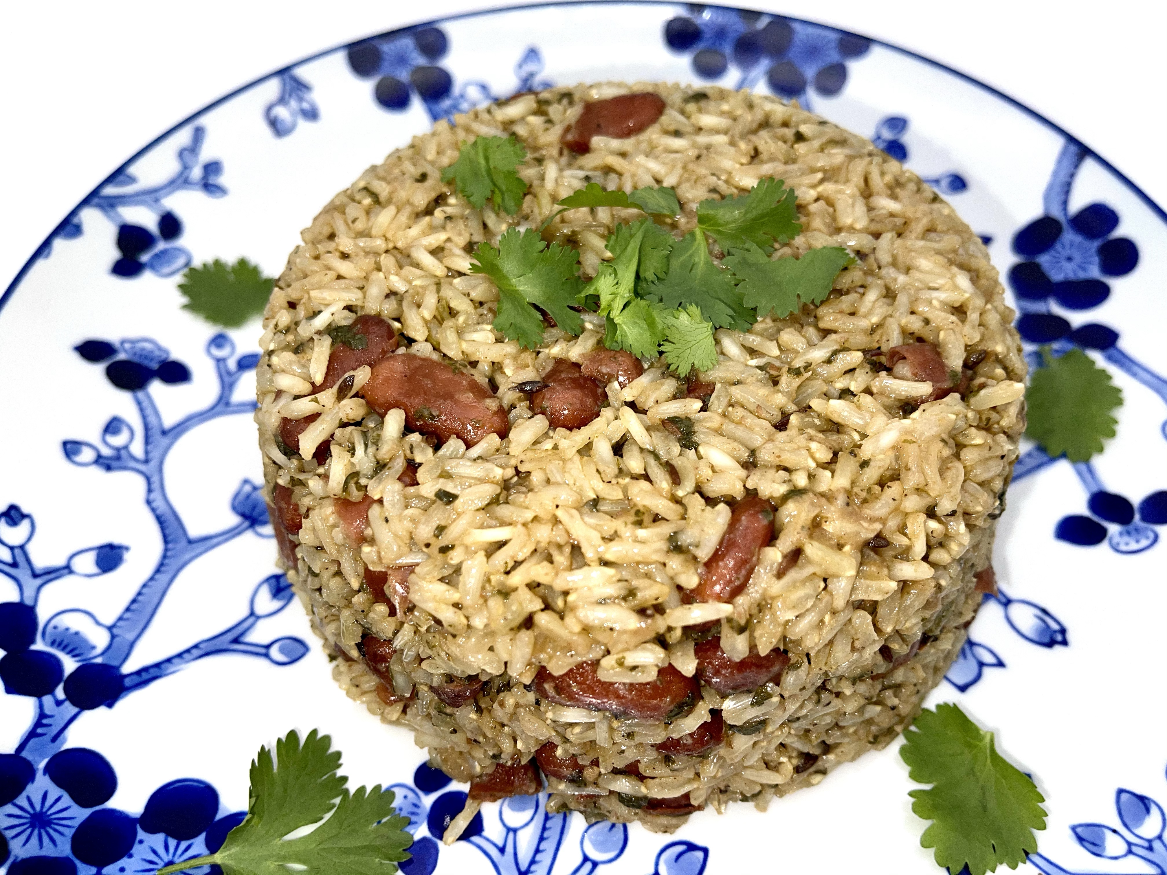 Brown Rice and Red Beans with Cumin Coriander and Cilantro