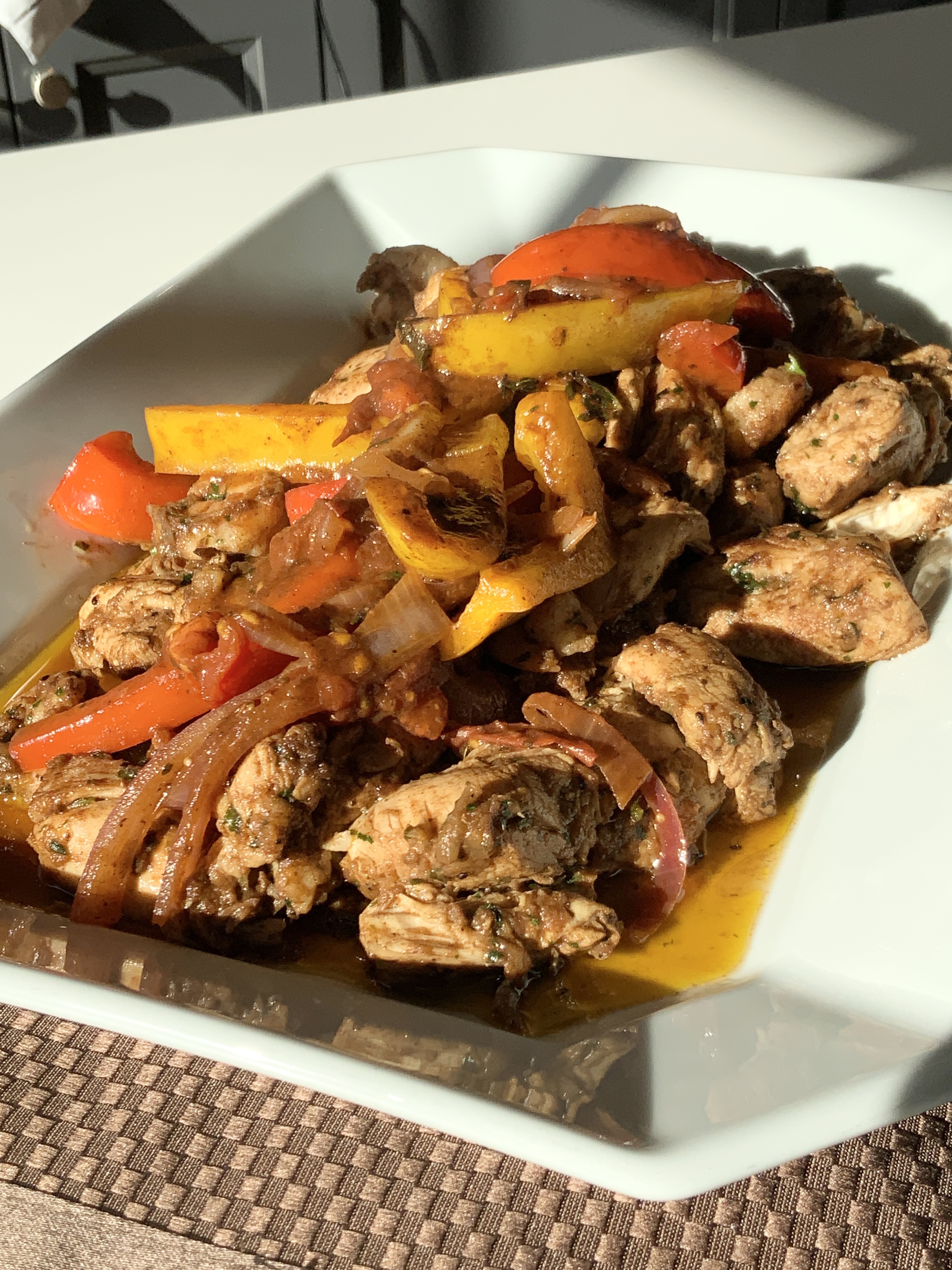 Jerk flavored chicken and shrimps one pan recipe