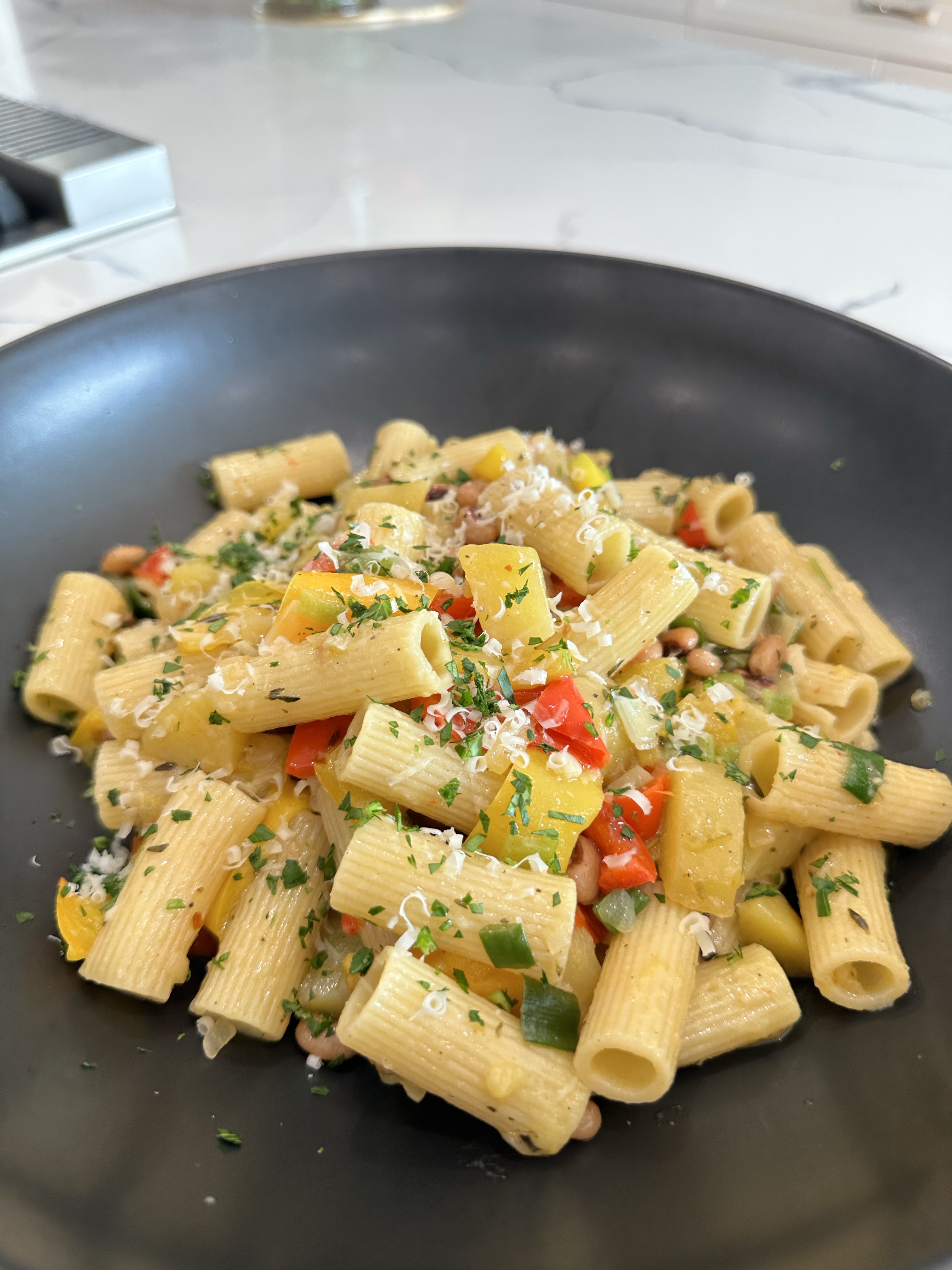 One Pan Rigatoni Pasta Blackeye Peas