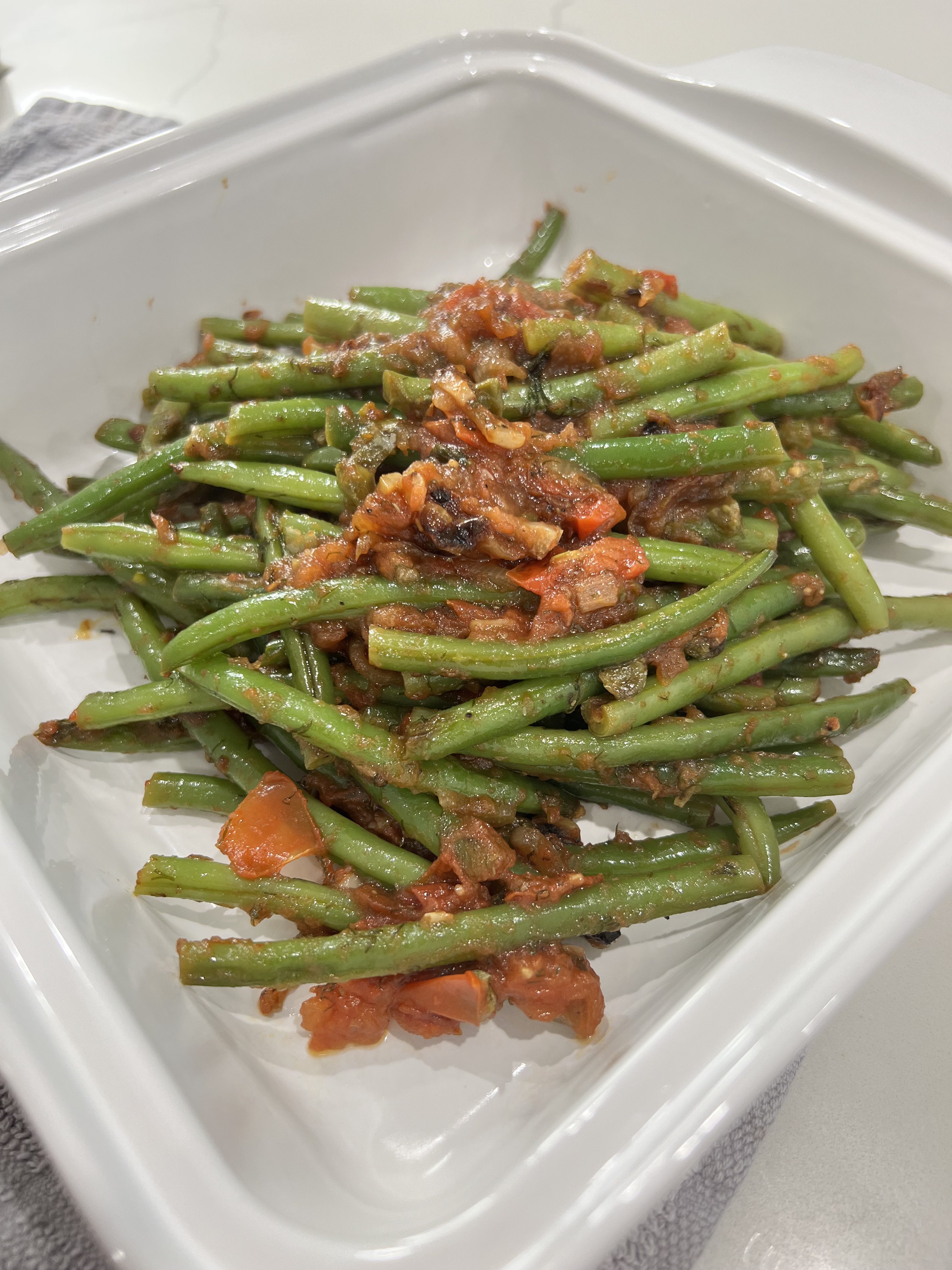 Haricots Verth with tomatoes recipe